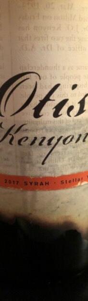 Otis Kenyon Wine Syrah Stellar Vineyard Bottle Preview