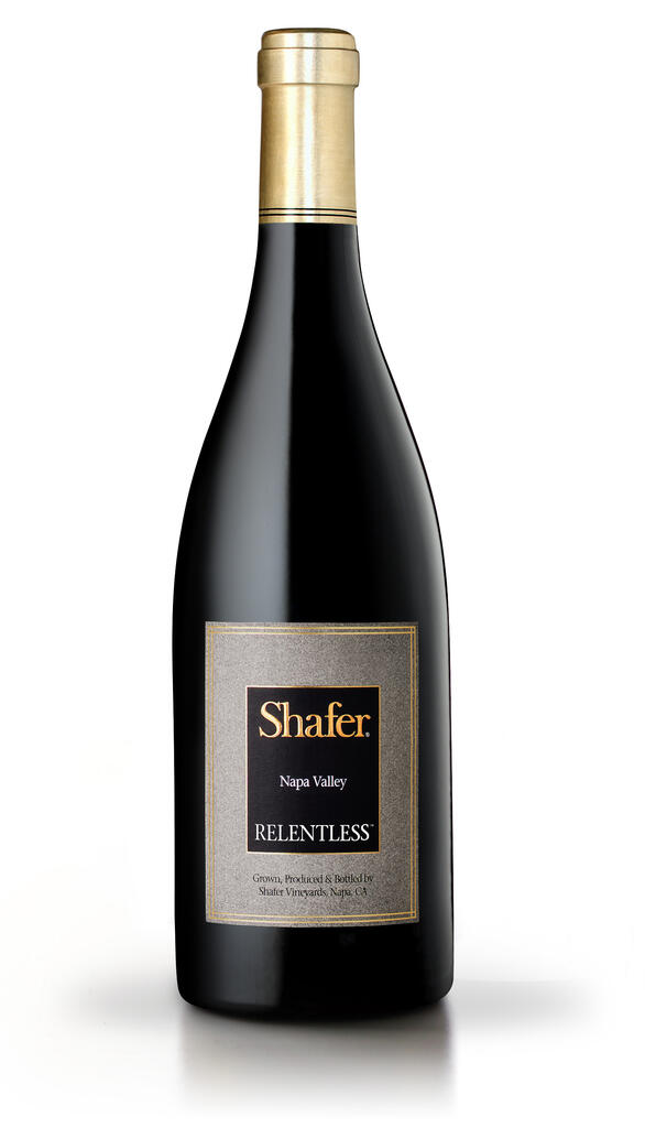 Relentless is a Syrah blend that Shafer has produced since the 1999 vintage. It's typically a composed of about 90% Syrah, 10% Petite Sirah with fruit from vineyards in the foothills of the Vaca Mountains just south of Napa Valley's Stags Leap District. Bottle